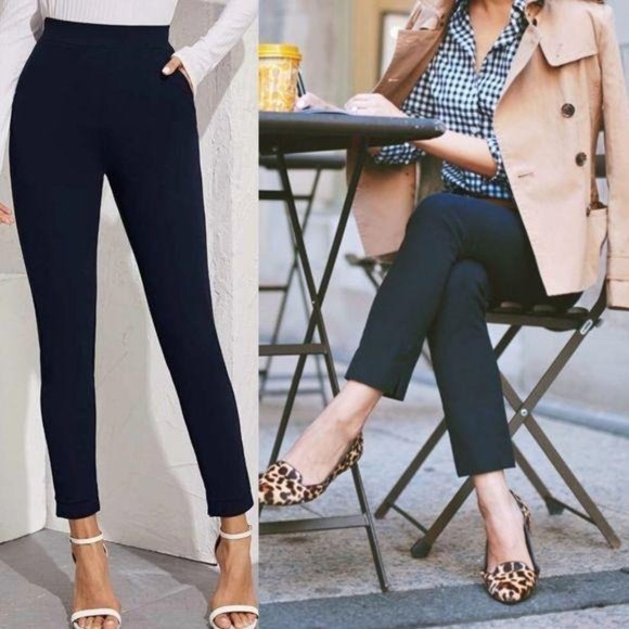 Pants - NAVY Tailored skinny cut pants pockets high rise